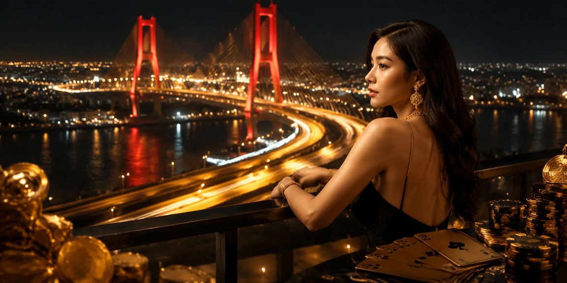 Model perempuan muda memainkan permainan kartu online dengan ekspresi serius dan penuh konsentrasi
