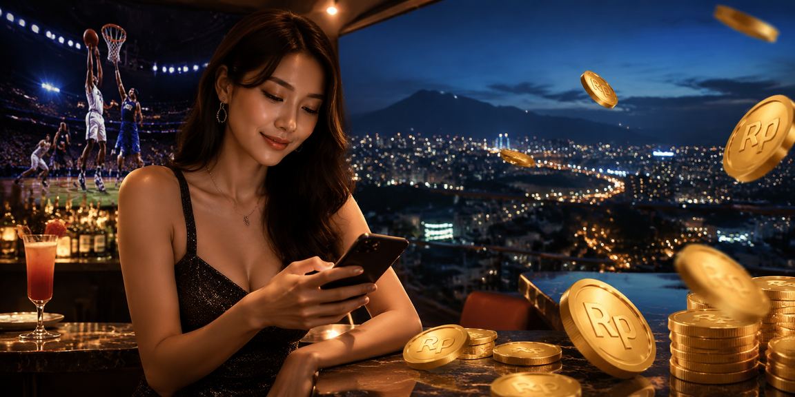 Model muda Indonesia menampilkan taruhan basket online dengan gaya sporty modern